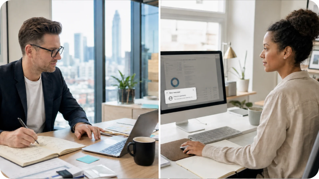 Recruiter Reviewing Candidate on Laptop
